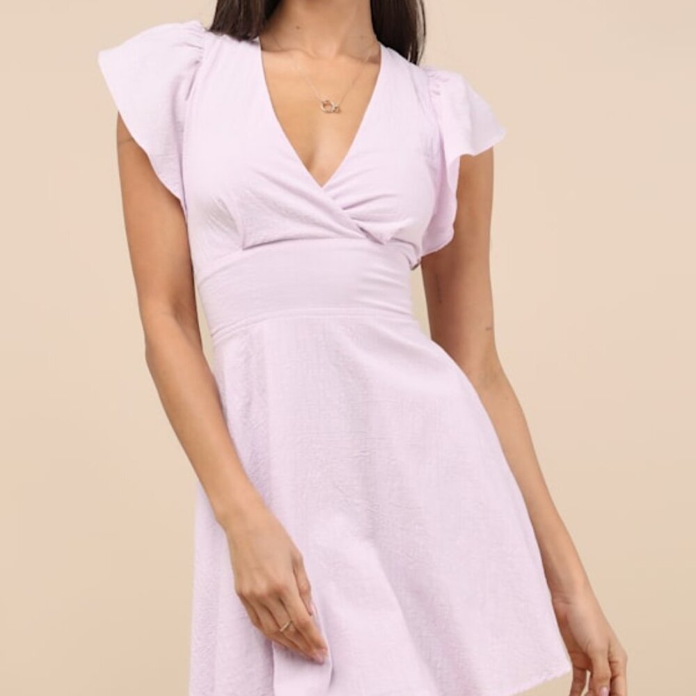Lulus Sweeten Me Up Lilac Flutter Sleeve Mini Dress With Pockets Purple